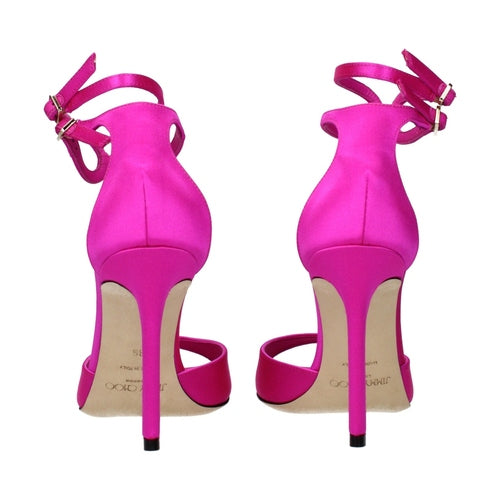Jimmy Choo Pink Satin Stiletto Heel Sandals