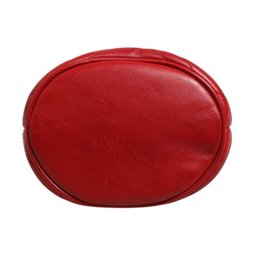 Gucci Red Chevron-quilted Calfskin Leather GG Marmont Bucket Bag