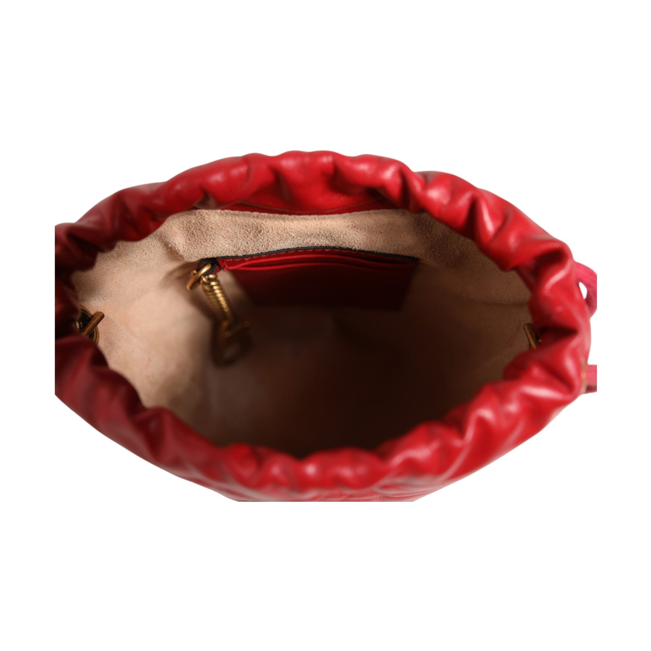 Gucci Red Chevron-quilted Calfskin Leather GG Marmont Bucket Bag