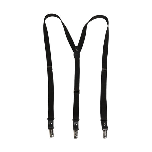 Dolce & Gabbana Black Cotton Leather Elastic Y-back Metal Clips Suspender