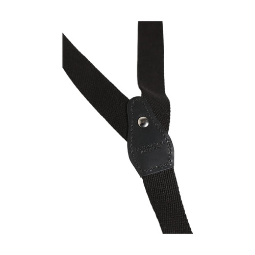 Dolce & Gabbana Black Cotton Leather Elastic Y-back Metal Clips Suspender