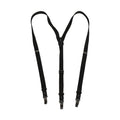 Black Cotton Leather Elastic Y-back Metal Clips Suspender