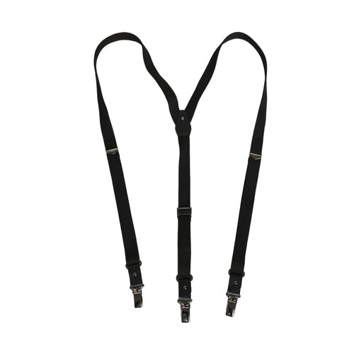 Dolce & Gabbana Black Cotton Leather Elastic Y-back Metal Clips Suspender