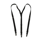 Dolce & Gabbana Black Cotton Leather Elastic Y-back Metal Clips Suspender