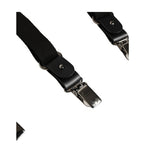 Dolce & Gabbana Black Cotton Leather Elastic Y-back Metal Clips Suspender