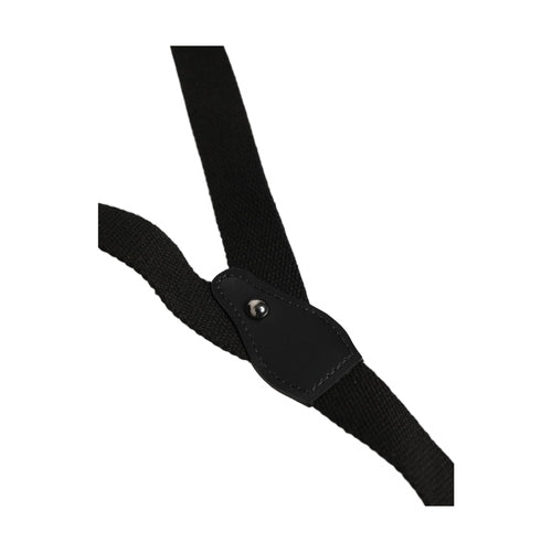 Dolce & Gabbana Black Cotton Leather Elastic Y-back Metal Clips Suspender