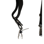 Black Cotton Leather Elastic Y-back Metal Clips Suspender