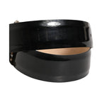 Dolce & Gabbana Black Leather Crystal Metal Buckle Belt