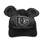Dolce & Gabbana Men Black Velvet Animal Ears Baseball Cap Hat
