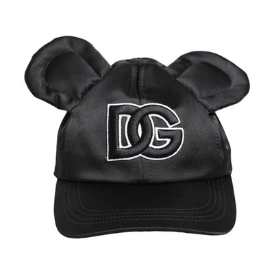 Dolce & Gabbana Men Black Velvet Animal Ears Baseball Cap Hat