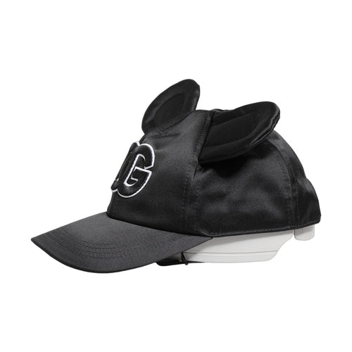 Dolce & Gabbana Men Black Velvet Animal Ears Baseball Cap Hat