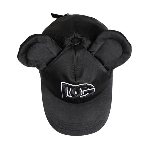 Dolce & Gabbana Men Black Velvet Animal Ears Baseball Cap Hat
