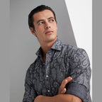 Brunello Cucinelli Gray Cotton Pattern Shirt