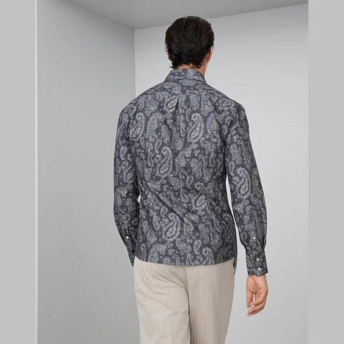 Brunello Cucinelli Gray Cotton Pattern Shirt