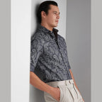 Brunello Cucinelli Gray Cotton Pattern Shirt