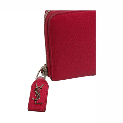 Saint Laurent Magenta and Silver logo wallet