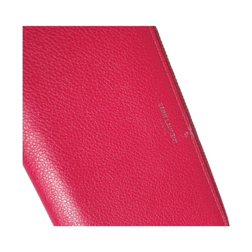 Saint Laurent Magenta and Silver logo wallet