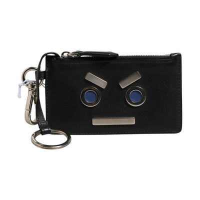 Fendi Vitello Liberty Studded Coin Pouch Key Case Ardesia