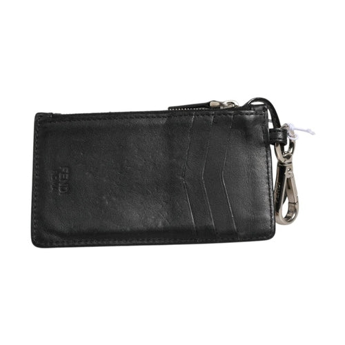 Fendi Vitello Liberty Studded Coin Pouch Key Case Ardesia