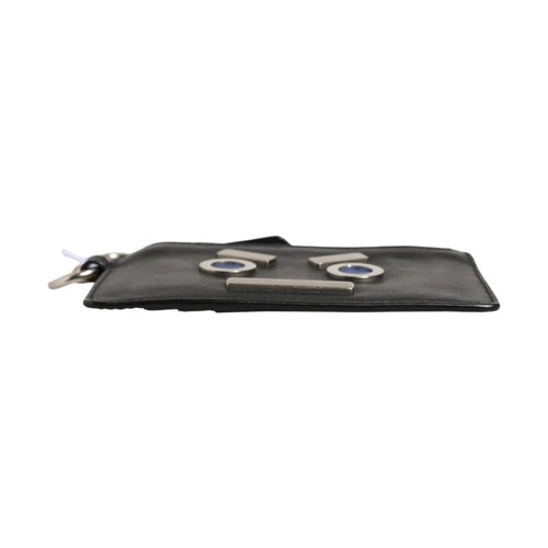 Fendi Vitello Liberty Studded Coin Pouch Key Case Ardesia