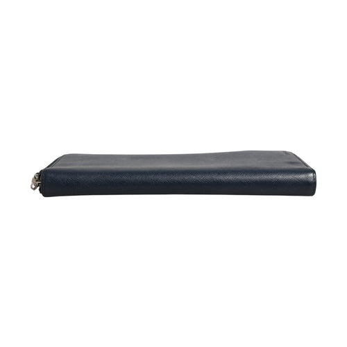 Prada Navy Oliver Embossed Leather Zip-Around Wallet