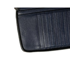 Prada Navy Oliver Embossed Leather Zip-Around Wallet