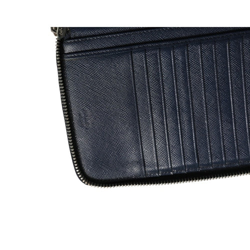 Prada Navy Oliver Embossed Leather Zip-Around Wallet