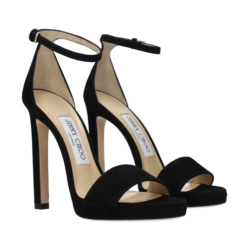 Jimmy Choo Black Leather Platform Sandals