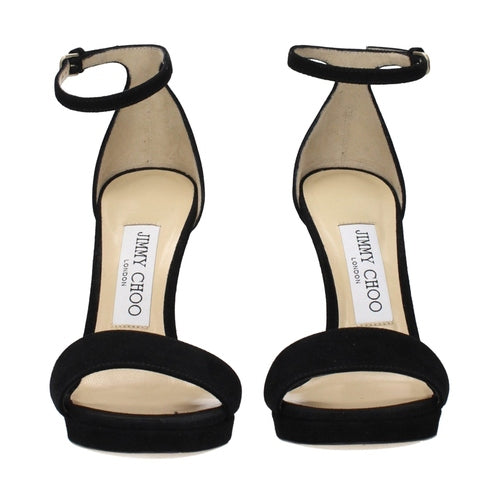 Jimmy Choo Black Leather Platform Sandals