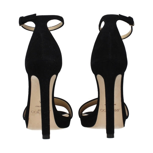 Jimmy Choo Black Leather Platform Sandals