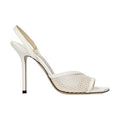 Jimmy Choo White Fabric Stiletto Heel Sandals