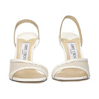 Jimmy Choo White Fabric Stiletto Heel Sandals
