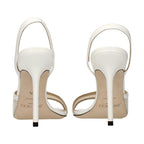 Jimmy Choo White Fabric Stiletto Heel Sandals