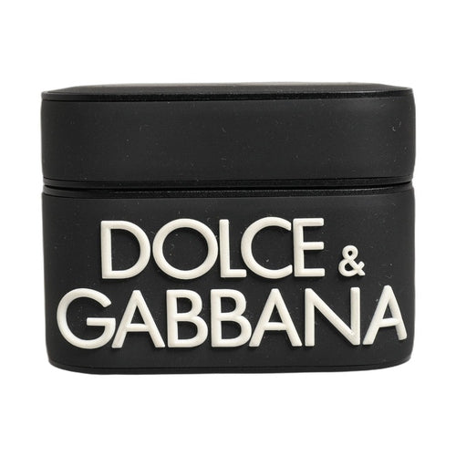 Dolce & Gabbana Case Black PVC Embossed Logo Flip Holder Women Airpods