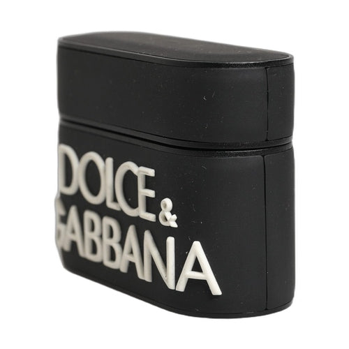 Dolce & Gabbana Case Black PVC Embossed Logo Flip Holder Women Airpods