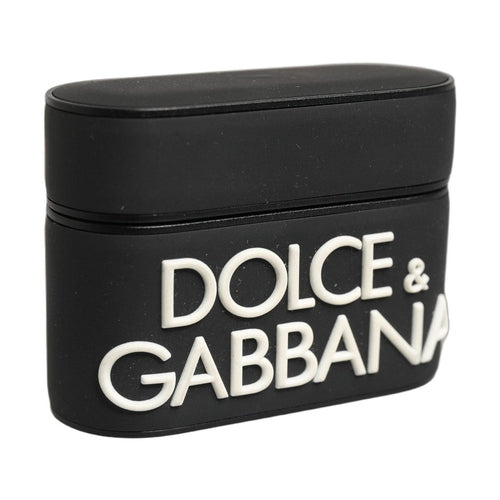 Dolce & Gabbana Case Black PVC Embossed Logo Flip Holder Women Airpods