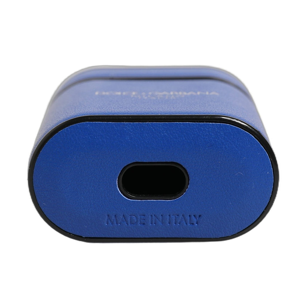 Dolce & Gabbana Case Blue Calf Leather Logo Flip Holder Strap Airpods