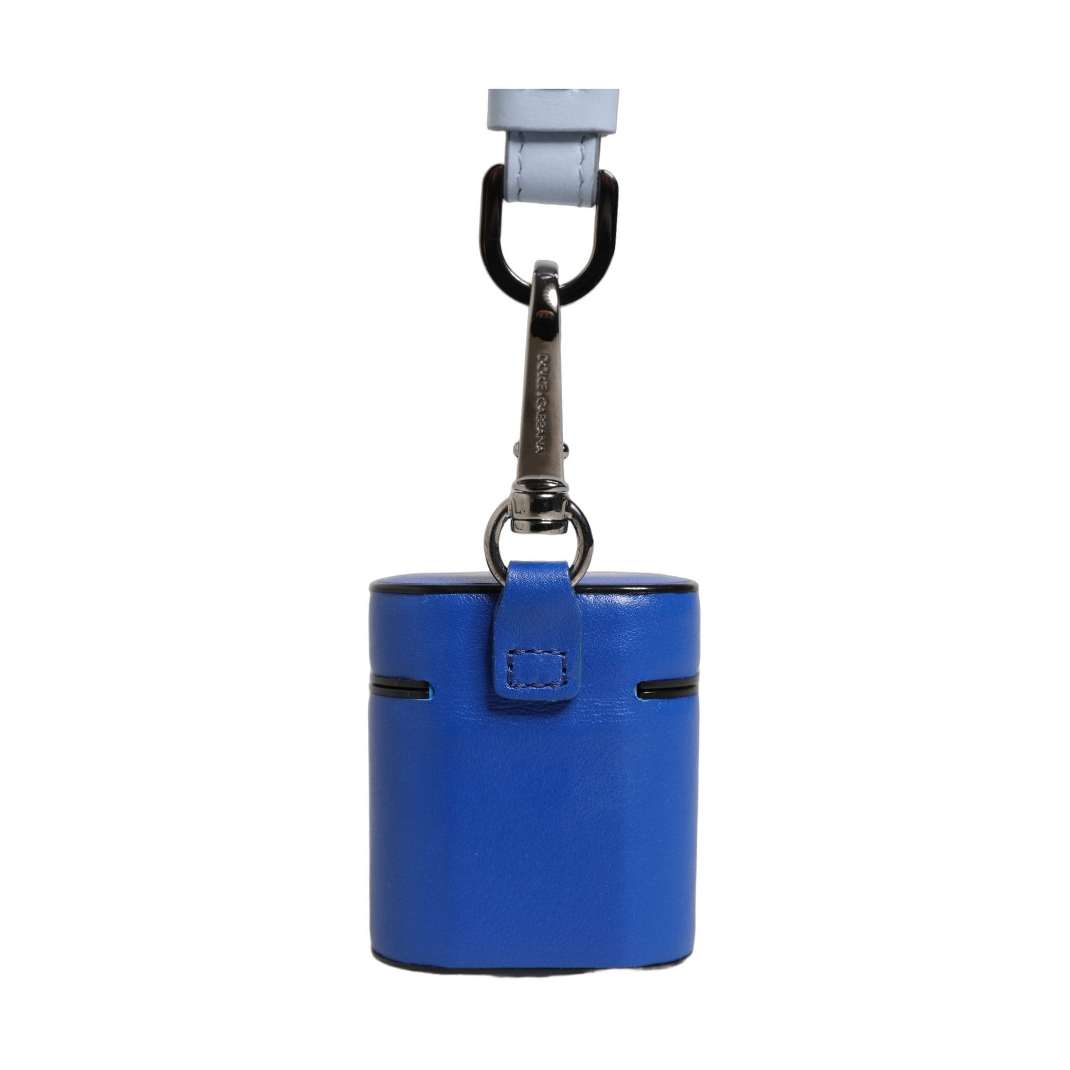 Dolce & Gabbana Case Blue Calf Leather Logo Flip Holder Strap Airpods
