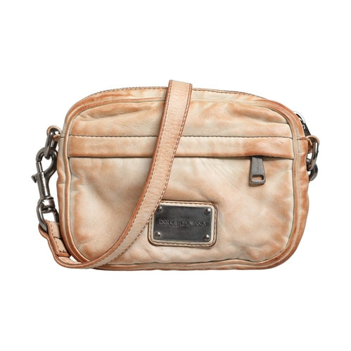 Dolce & Gabbana Beige Vintage Leather Logo Plaque Shoulder Borse Men Bag