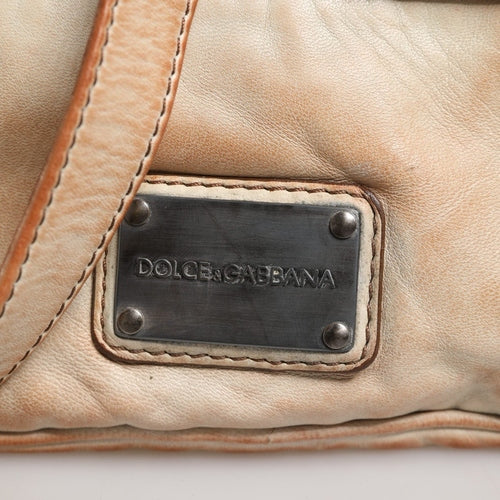 Dolce & Gabbana Beige Vintage Leather Logo Plaque Shoulder Borse Men Bag
