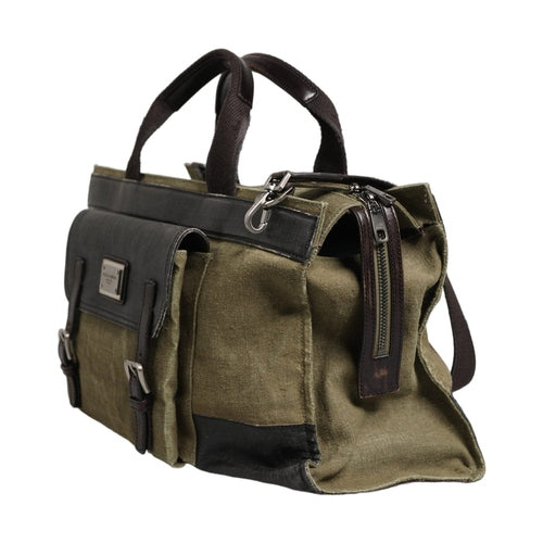 Dolce & Gabbana Military Green Two Tone Tote Duffel Shoulder Borse Bag