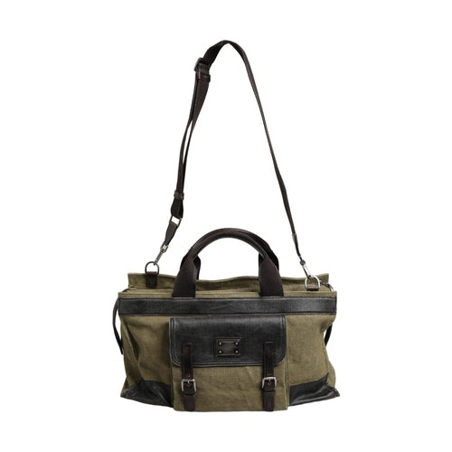 Dolce & Gabbana Military Green Two Tone Tote Duffel Shoulder Borse Bag