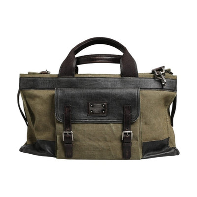 Dolce & Gabbana Military Green Two Tone Tote Duffel Shoulder Borse Bag