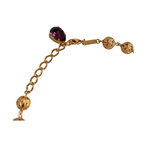 Dolce & Gabbana Gold Brass Mix Fiori Flowers Crystal Chain Necklace