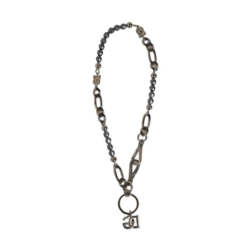 Dolce & Gabbana Silver Tone Chain Signature DG Logo Pendant Necklace