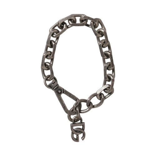 Dolce & Gabbana Silver Tone Heavy Chain Link Signature DG Logo Bracelet