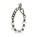 Silver Tone Brass Beaded Shell DG Logo Pendant Bracelet