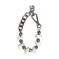 Dolce & Gabbana Silver Tone Brass Beaded Shell DG Logo Pendant Bracelet
