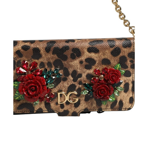 Dolce & Gabbana Flip Cover Brown Leopard Crystal iPhone X - XS Case