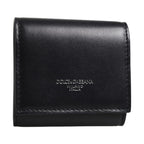 Dolce & Gabbana Black Calfskin Leather Logo Print Bifold CoinPurse Wallet